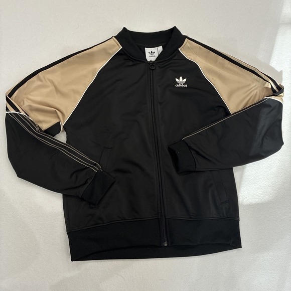 adidas Other - Adidas Track Jacket Mens Teen Small Black Magic Beige Tan Streetwear